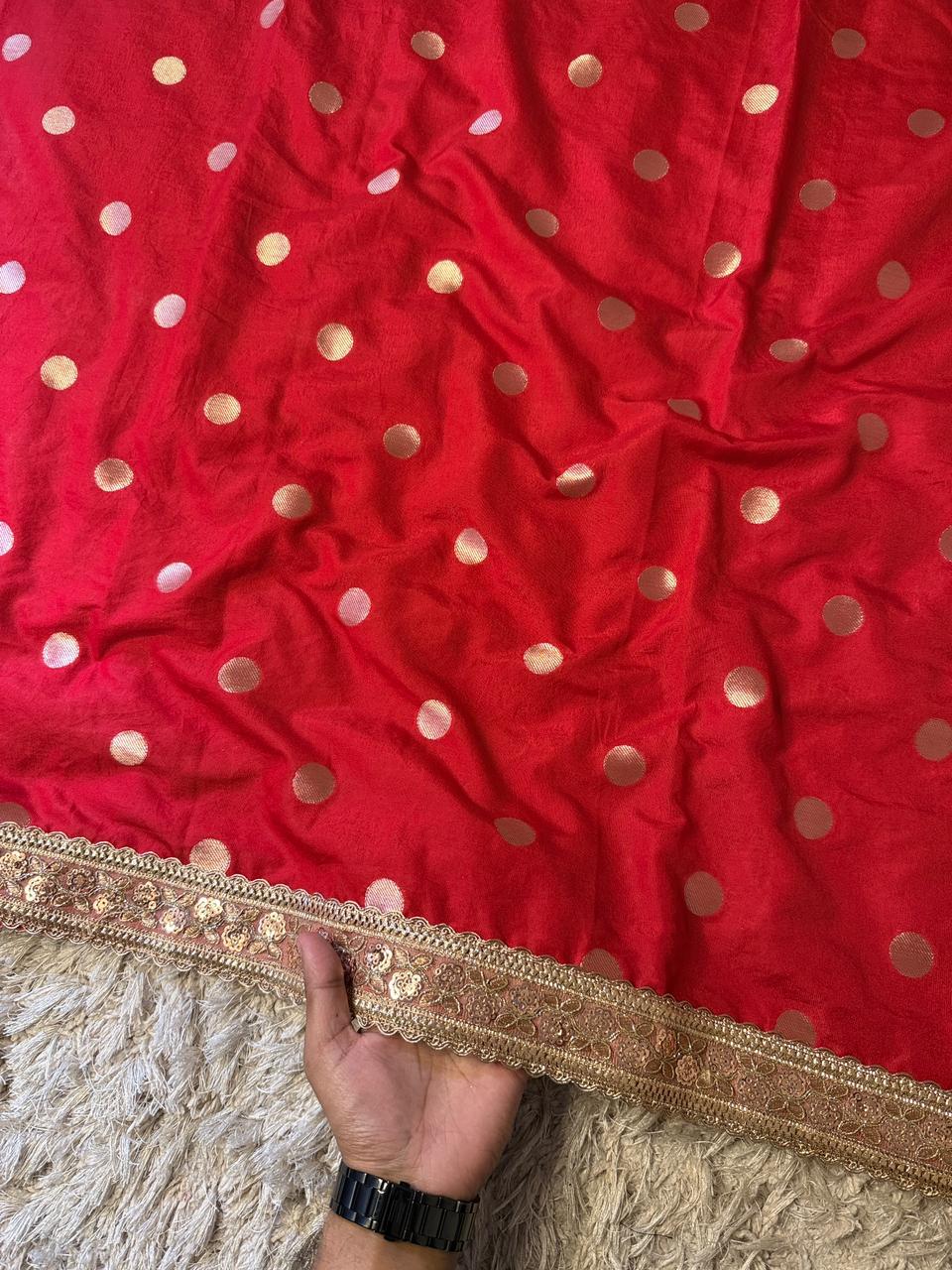 Banarasi Raw Mango Katan Silk Saree with Contrast Blouse