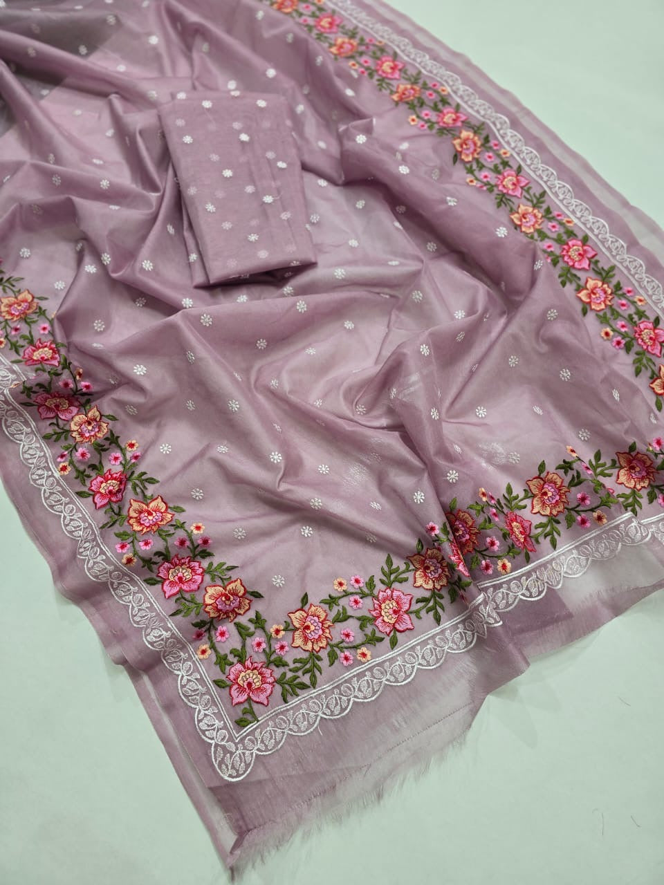 Banarasi Kora Organza Saree with Embroidery Work