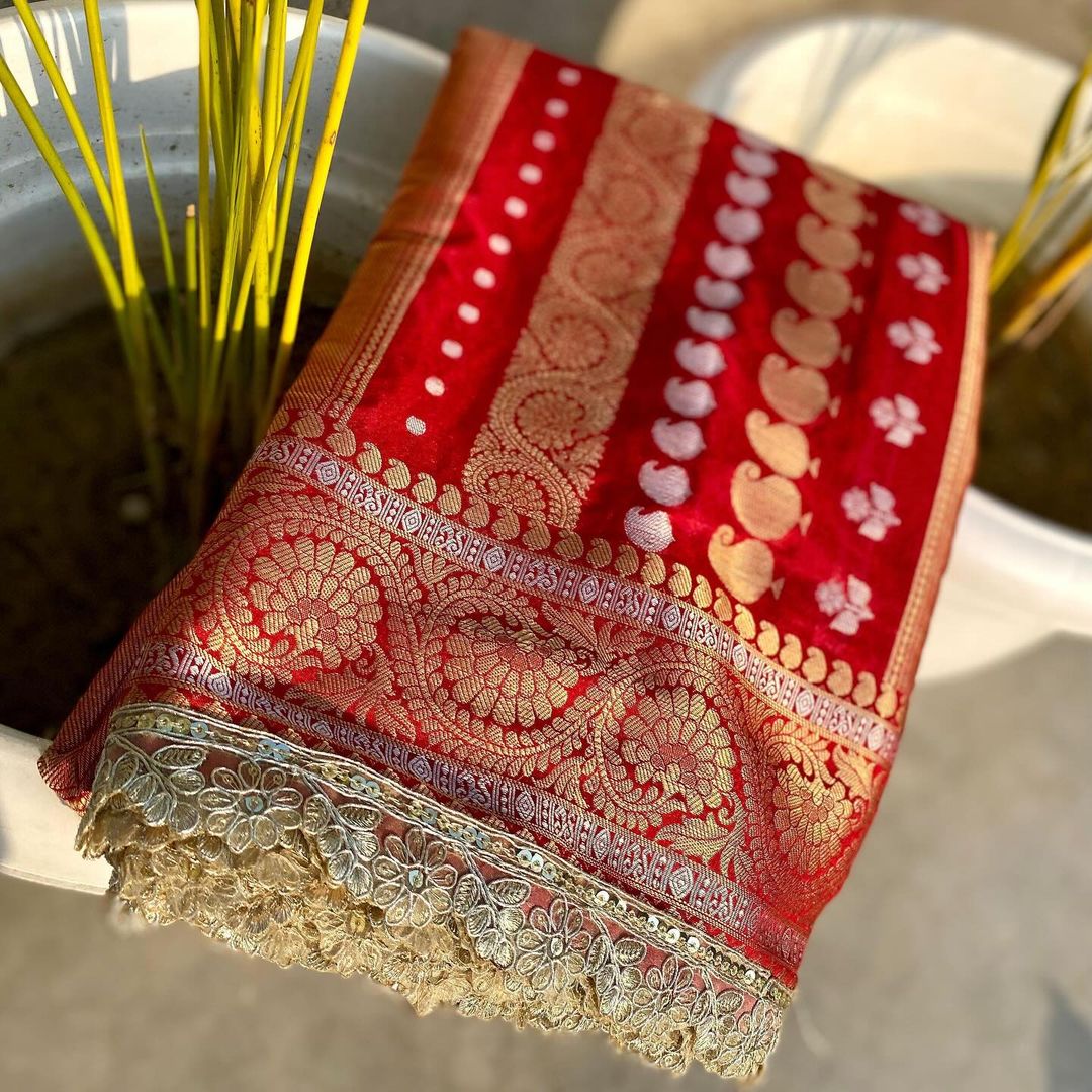Banarasi Katan Soft Silk Saree with lace border