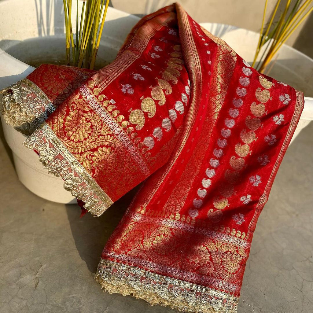 Banarasi Katan Soft Silk Saree with lace border