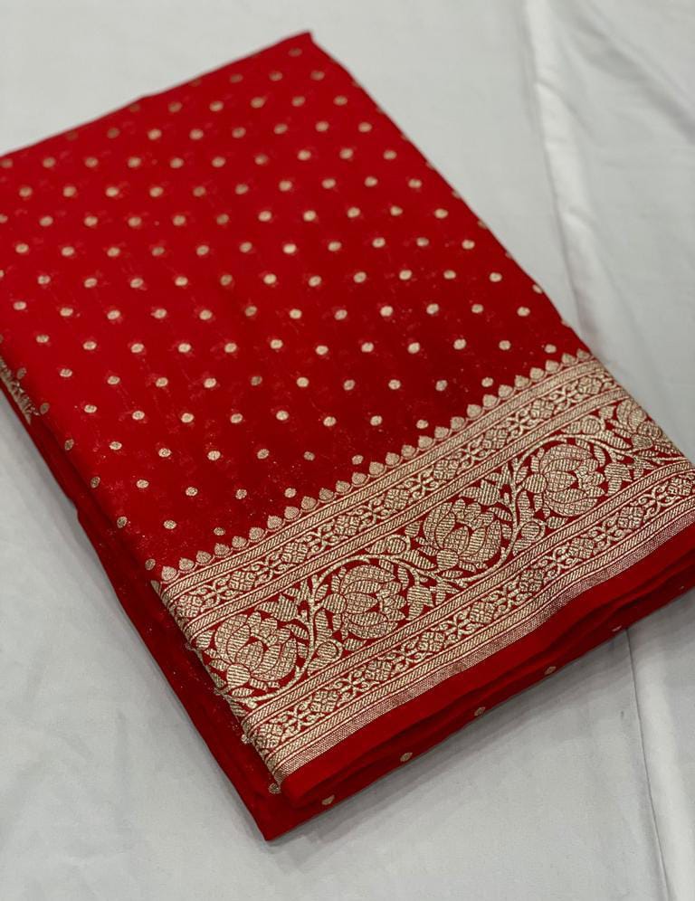 Banarasi Semi Khaddi Katan Georgette Soft Silk Saree