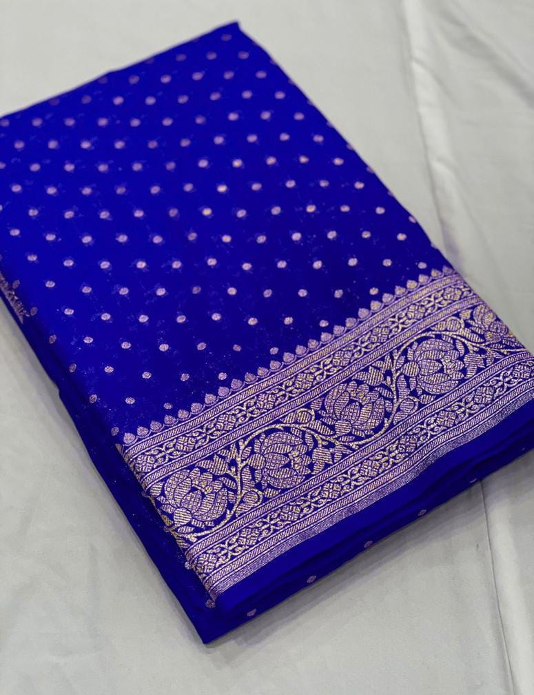 Banarasi Semi Khaddi Katan Georgette Soft Silk Saree