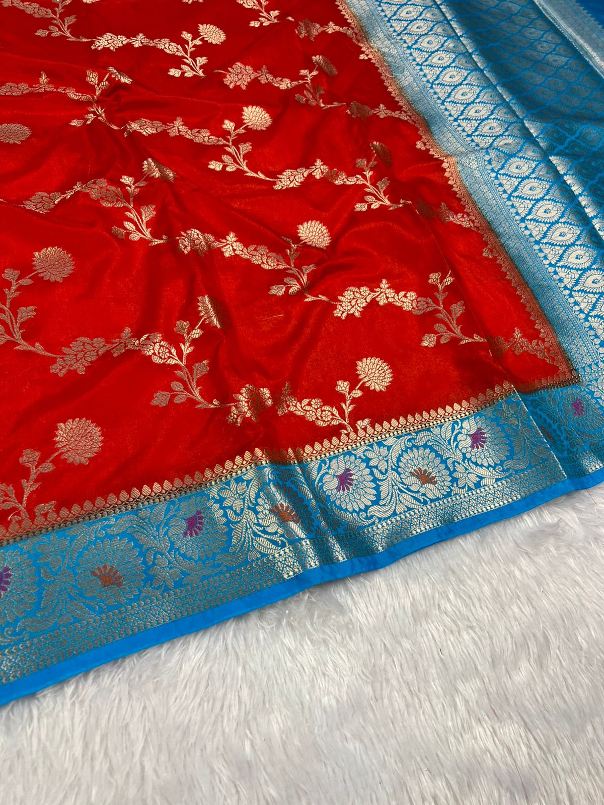 Banarasi Raw Mango Katan Soft Silk Saree : Multiple color options available