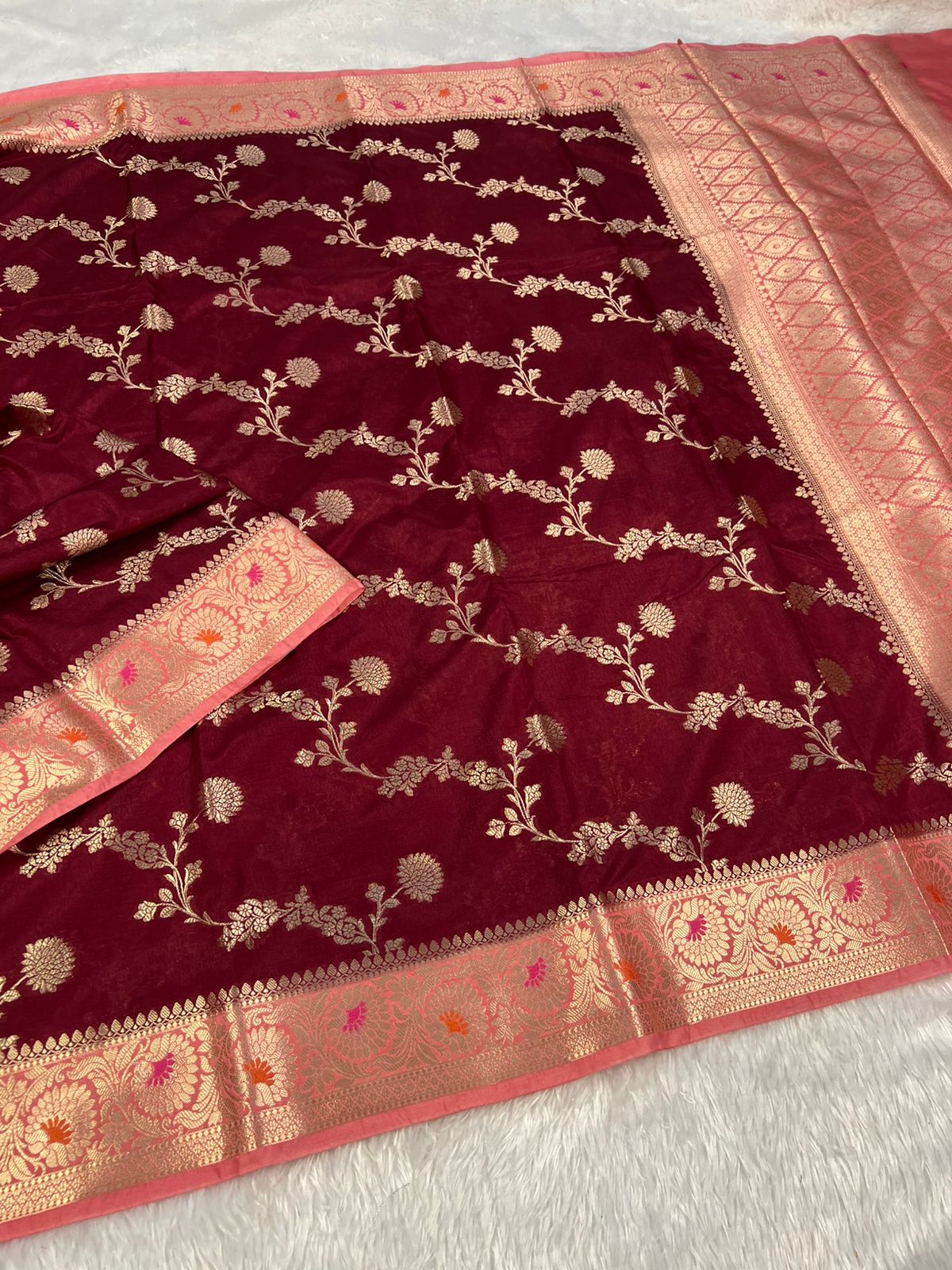 Banarasi Raw Mango Katan Soft Silk Saree : Multiple color options available