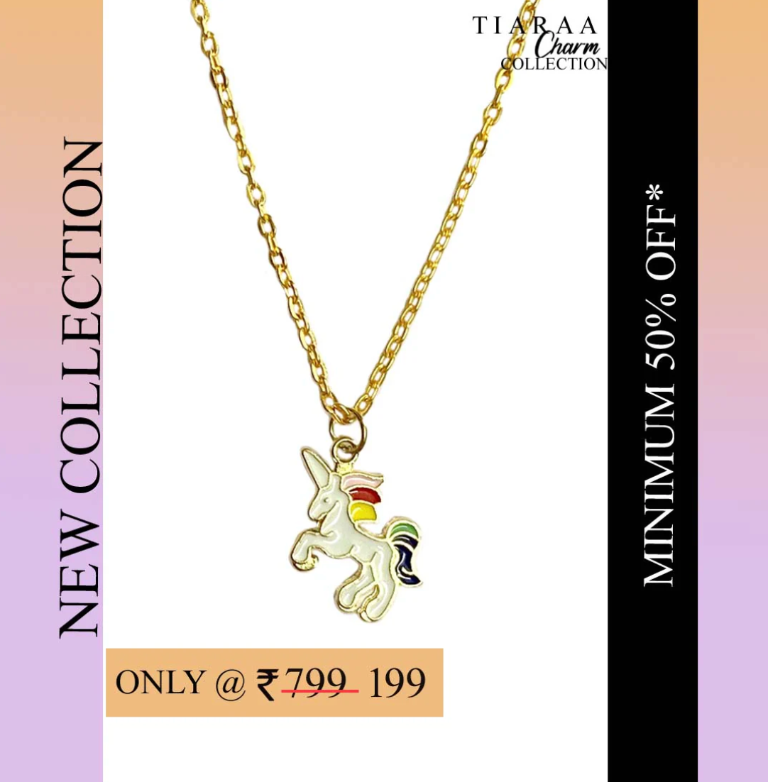 Unicorn Pendant Charm Necklace