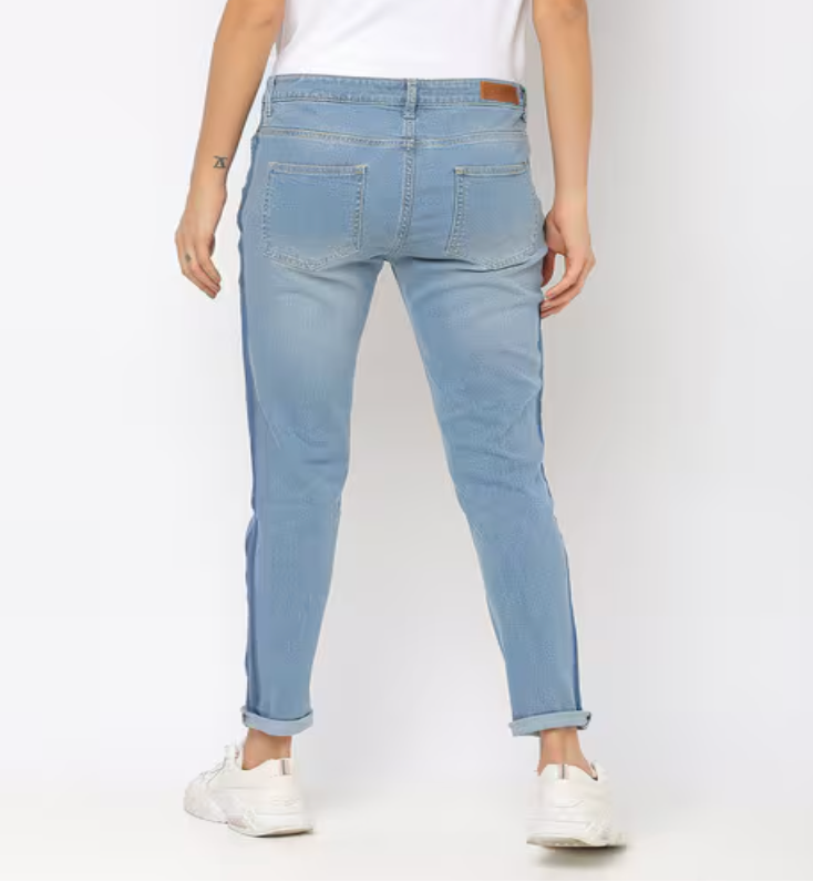 Distressed Skinny Jeans with Contrast Panels