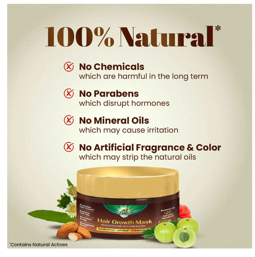 Zandu Ayurvedic Hair Growth Mask (200g) | Scientifically Proven to Promote Hair Growth & Reduce Hair Fall