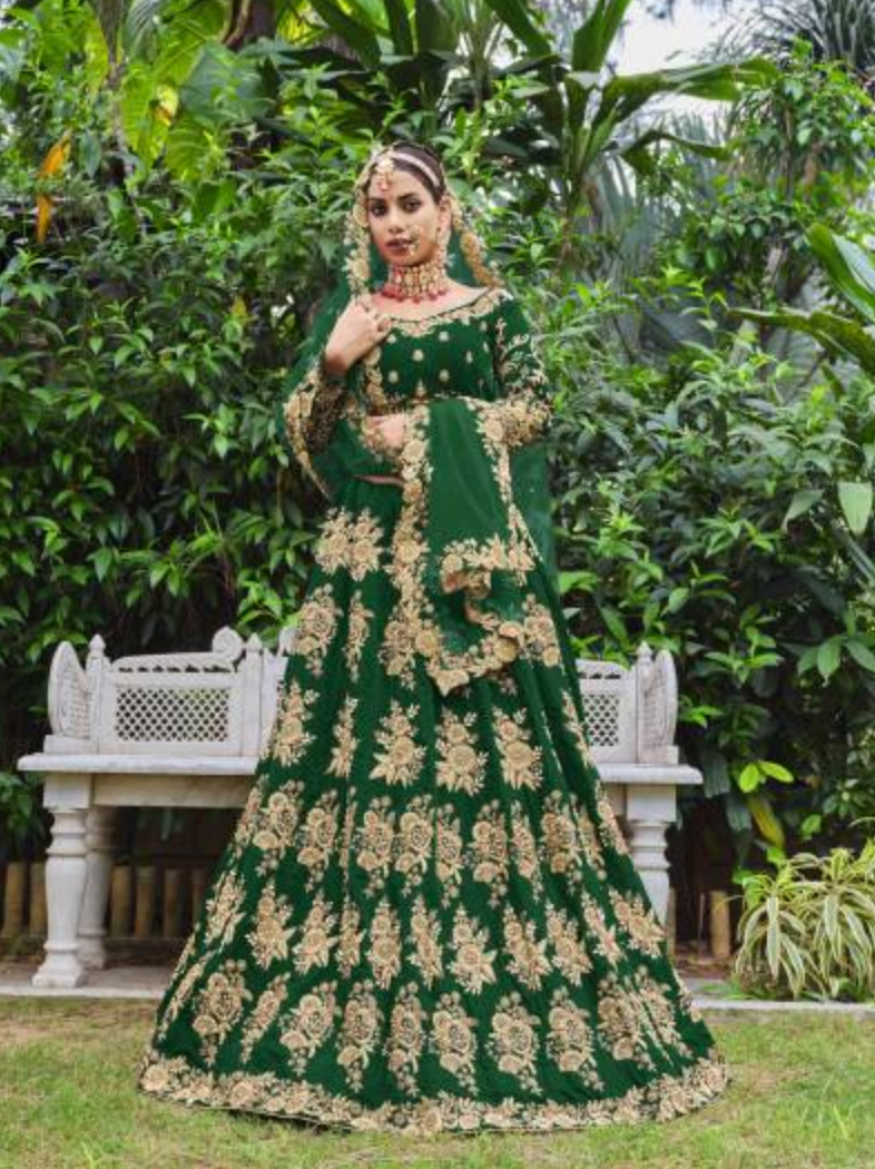 Senhora Latika Nx Designer Velvet Bridal Lehega Choli Collection