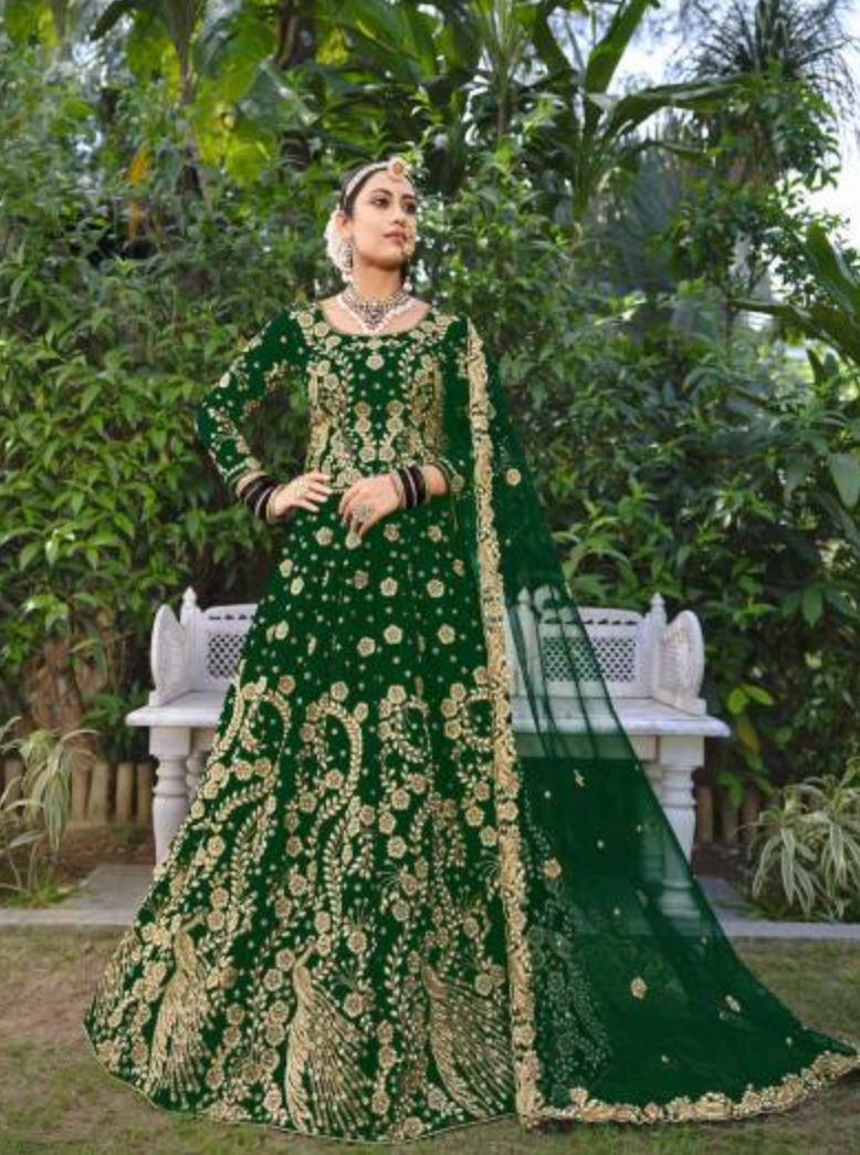 Senhora Latika Nx Designer Velvet Bridal Lehega Choli Collection