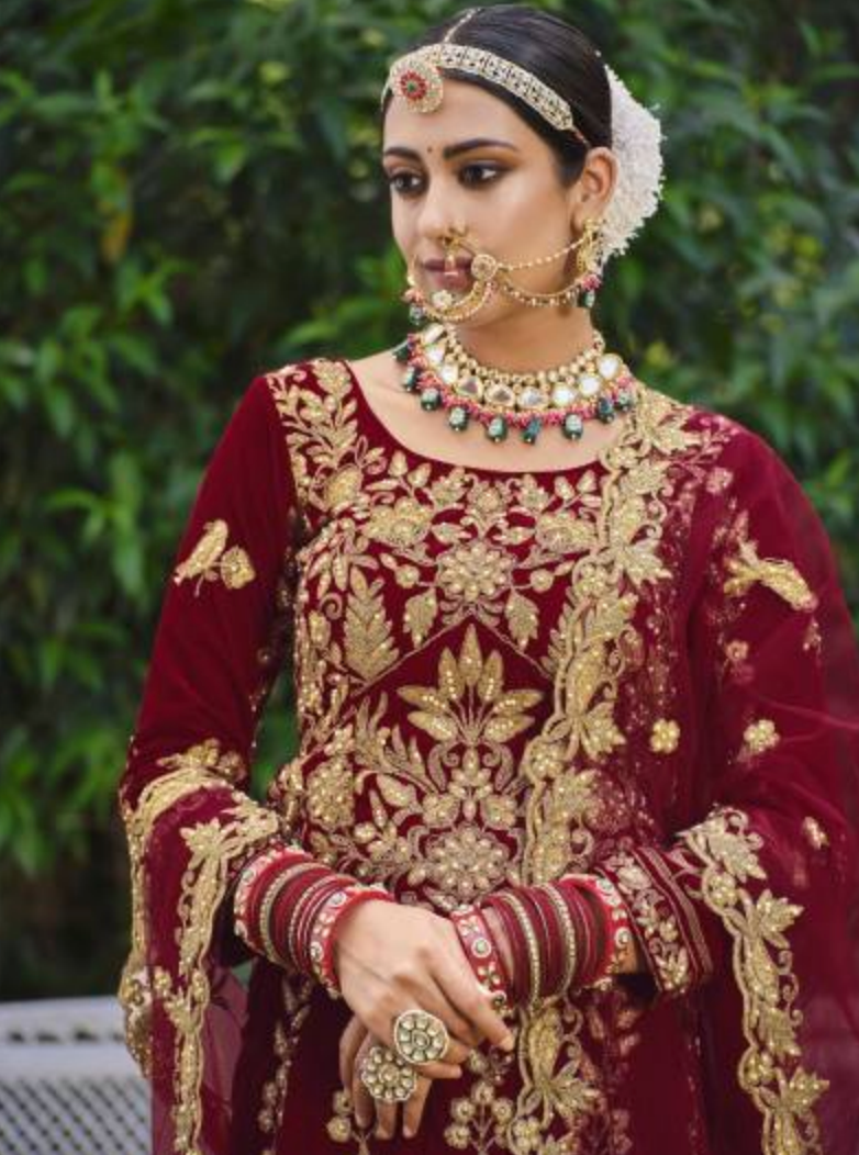 Senhora Latika Nx Designer Velvet Bridal Lehega Choli Collection