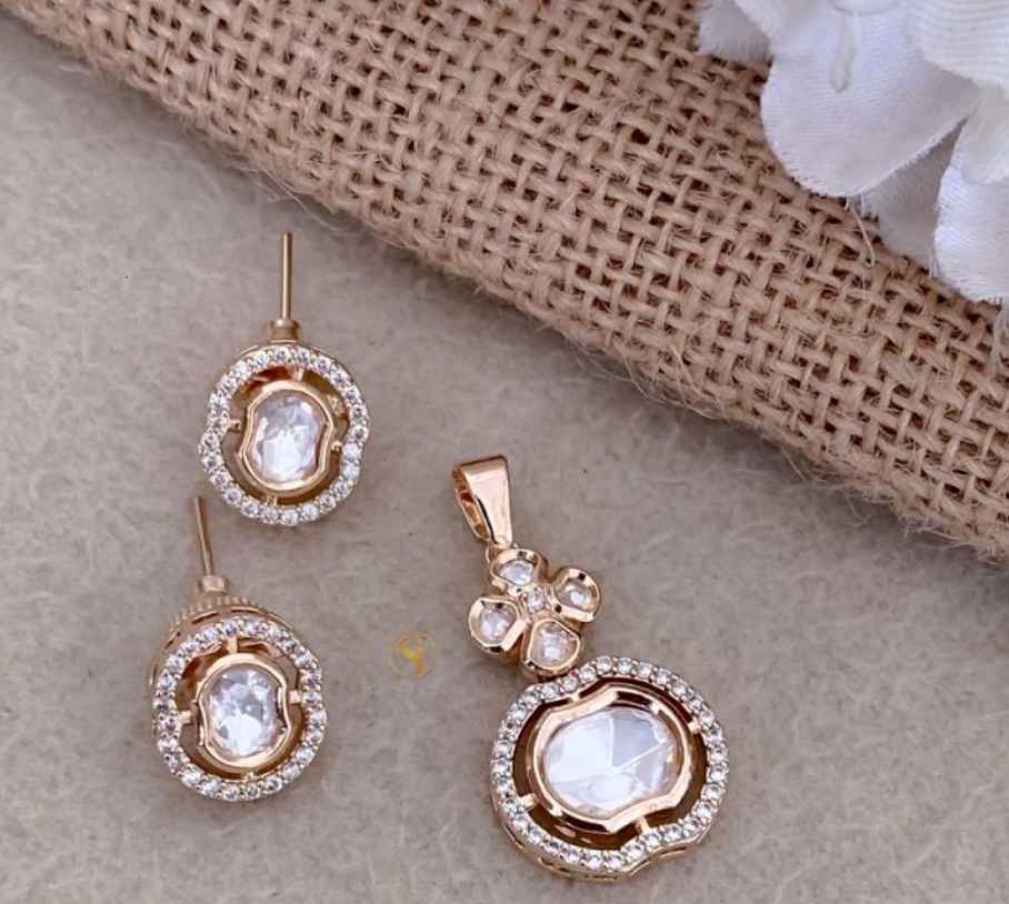 Ad Diamond Rose Gold Kundan Pendal Butti 02