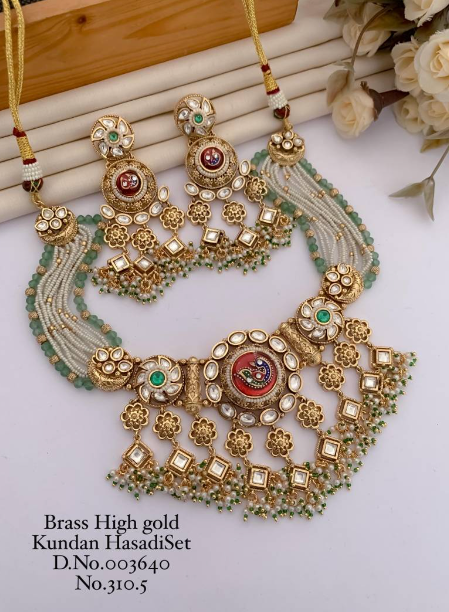 Brass High Gold Kundan Hasadi Set 3640
