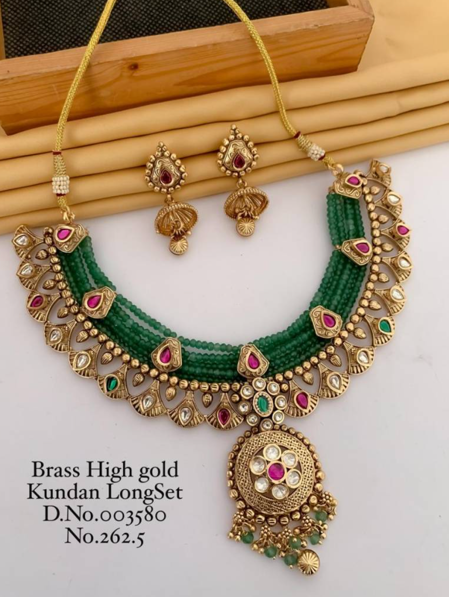 Brass High Gold Kundan Long Set 3580