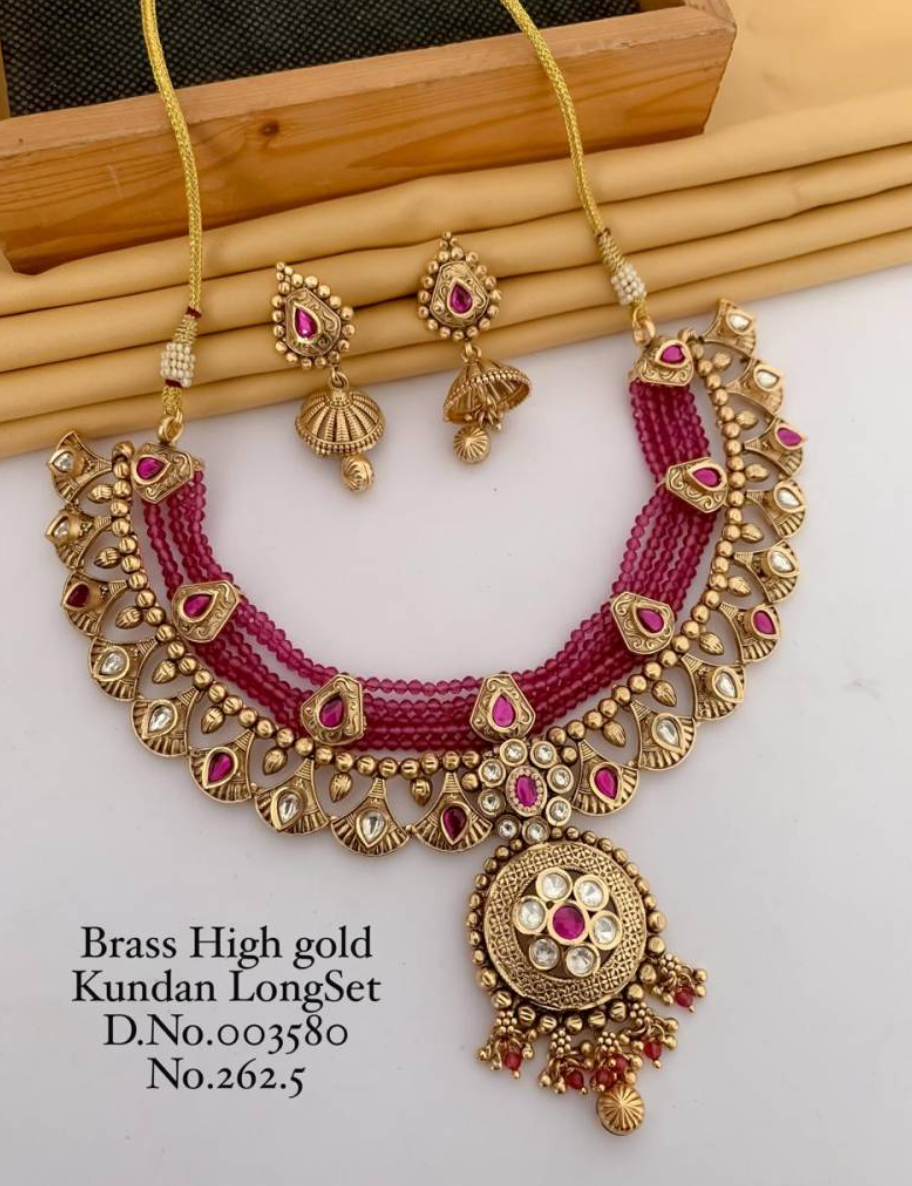Brass High Gold Kundan Long Set 3580