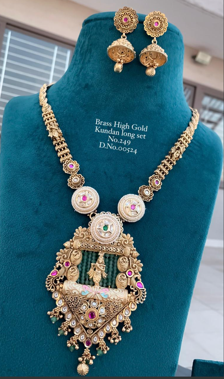 Brass High Gold Kundan Long Set 11