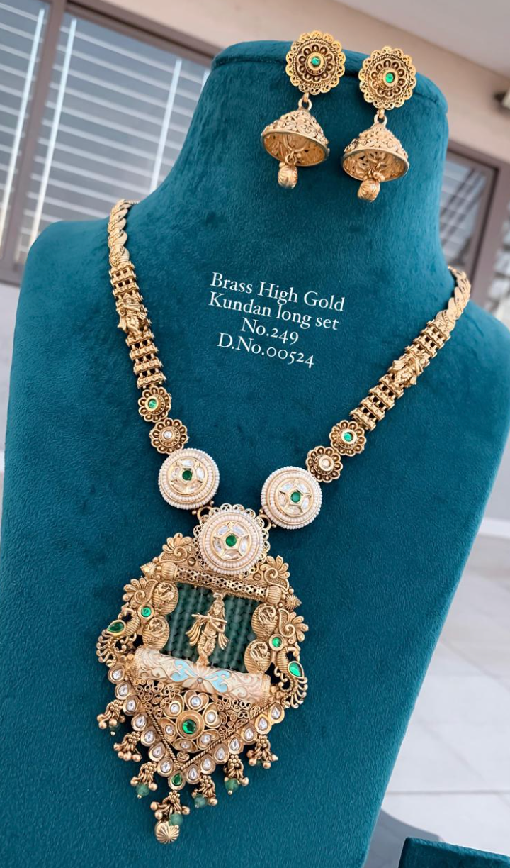 Brass High Gold Kundan Long Set 11