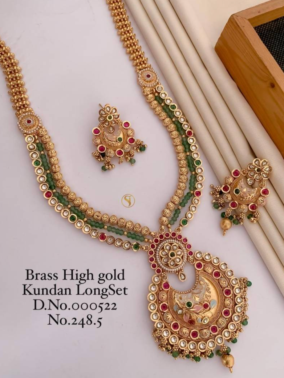 Brass High Gold Kundan Long Set 11