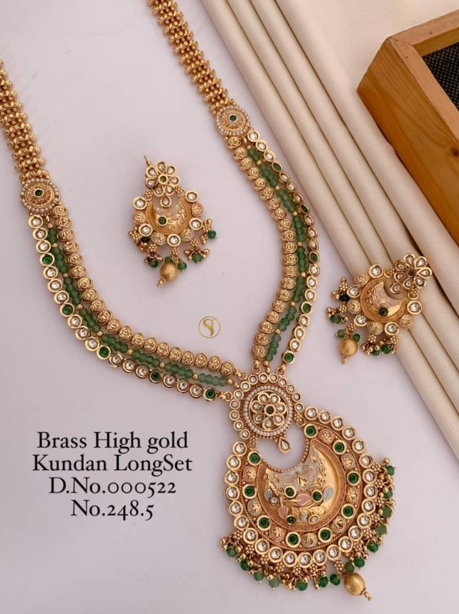 Brass High Gold Kundan Long Set 11