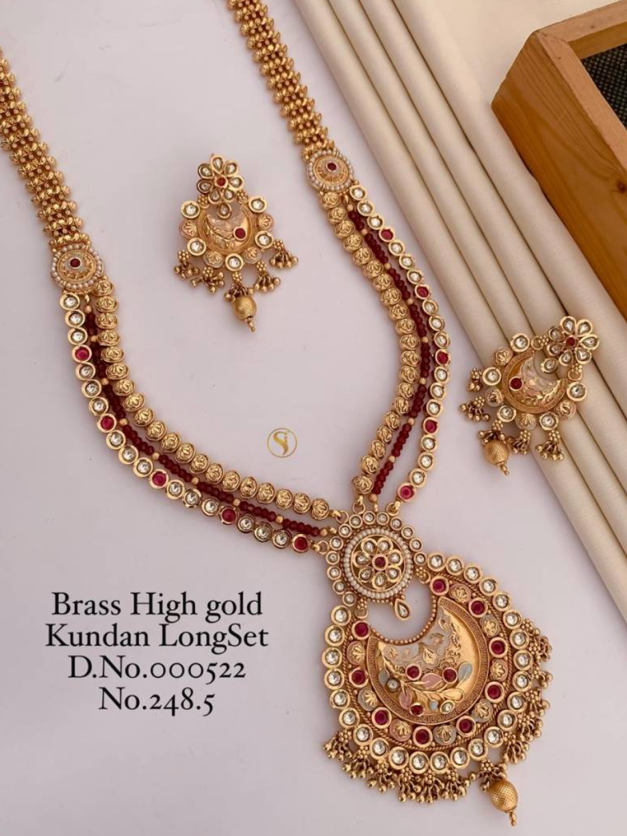 Brass High Gold Kundan Long Set 11
