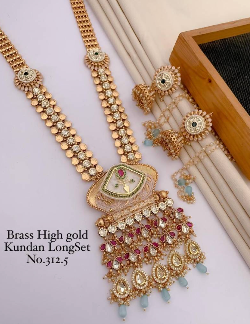 Brass High Gold Kundan Long Set 7