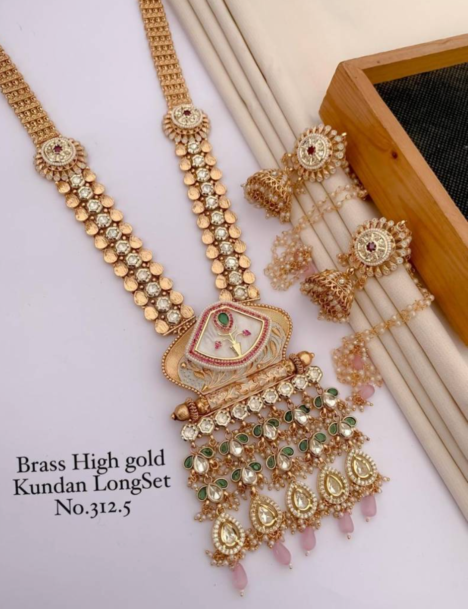 Brass High Gold Kundan Long Set 7