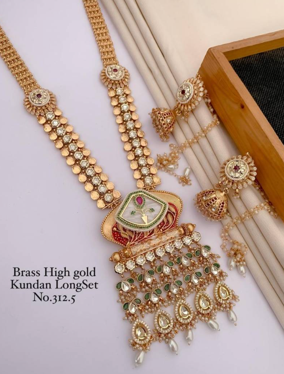 Brass High Gold Kundan Long Set 7