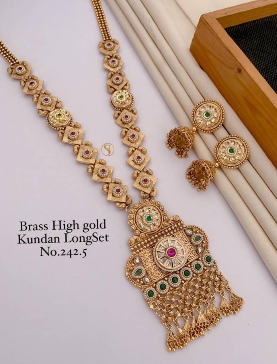 Brass High Gold Kundan Long Set 4