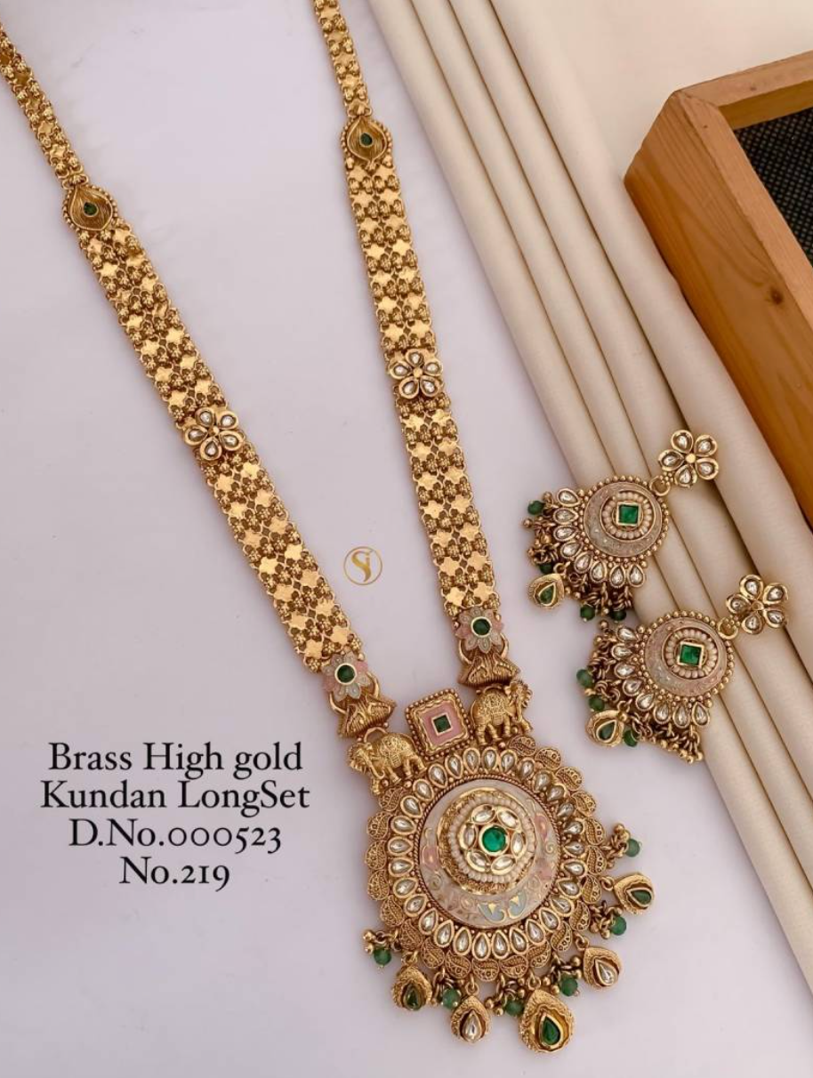 Brass High Gold Kundan Long Set 1