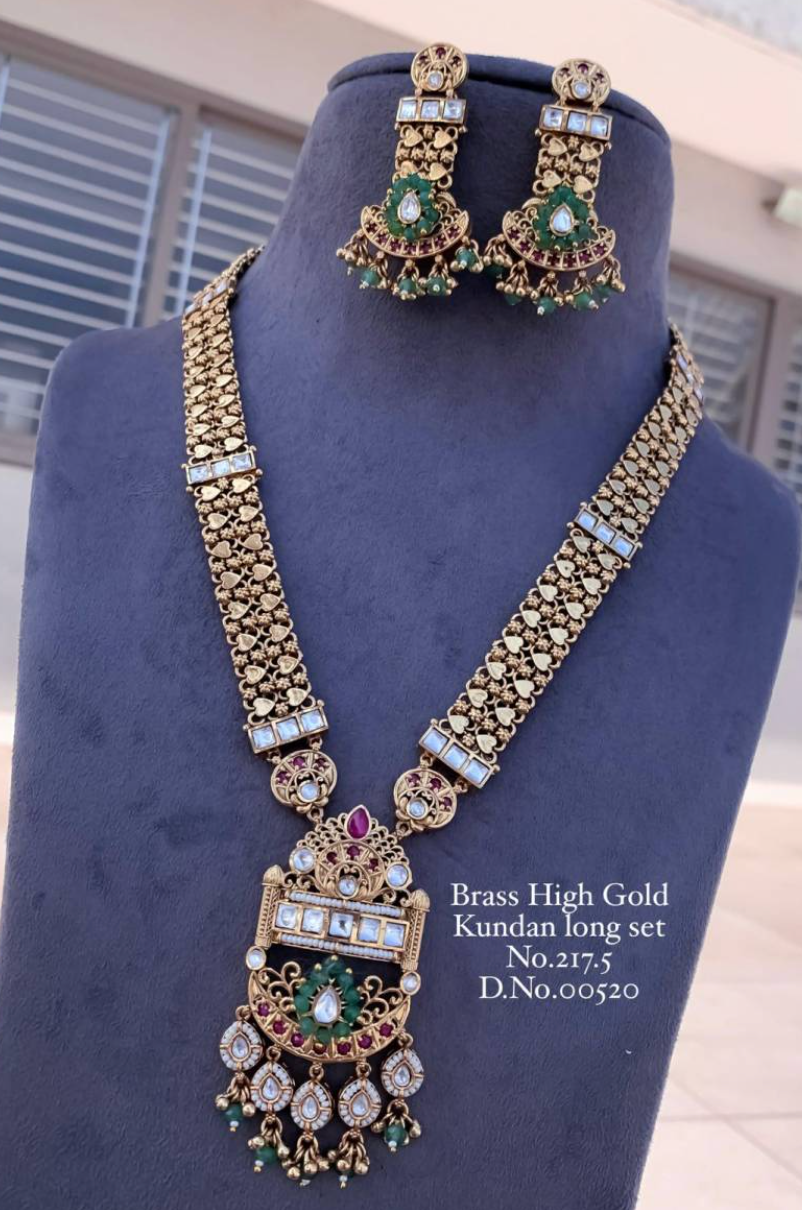 Brass High Gold Kundan Long Set 1