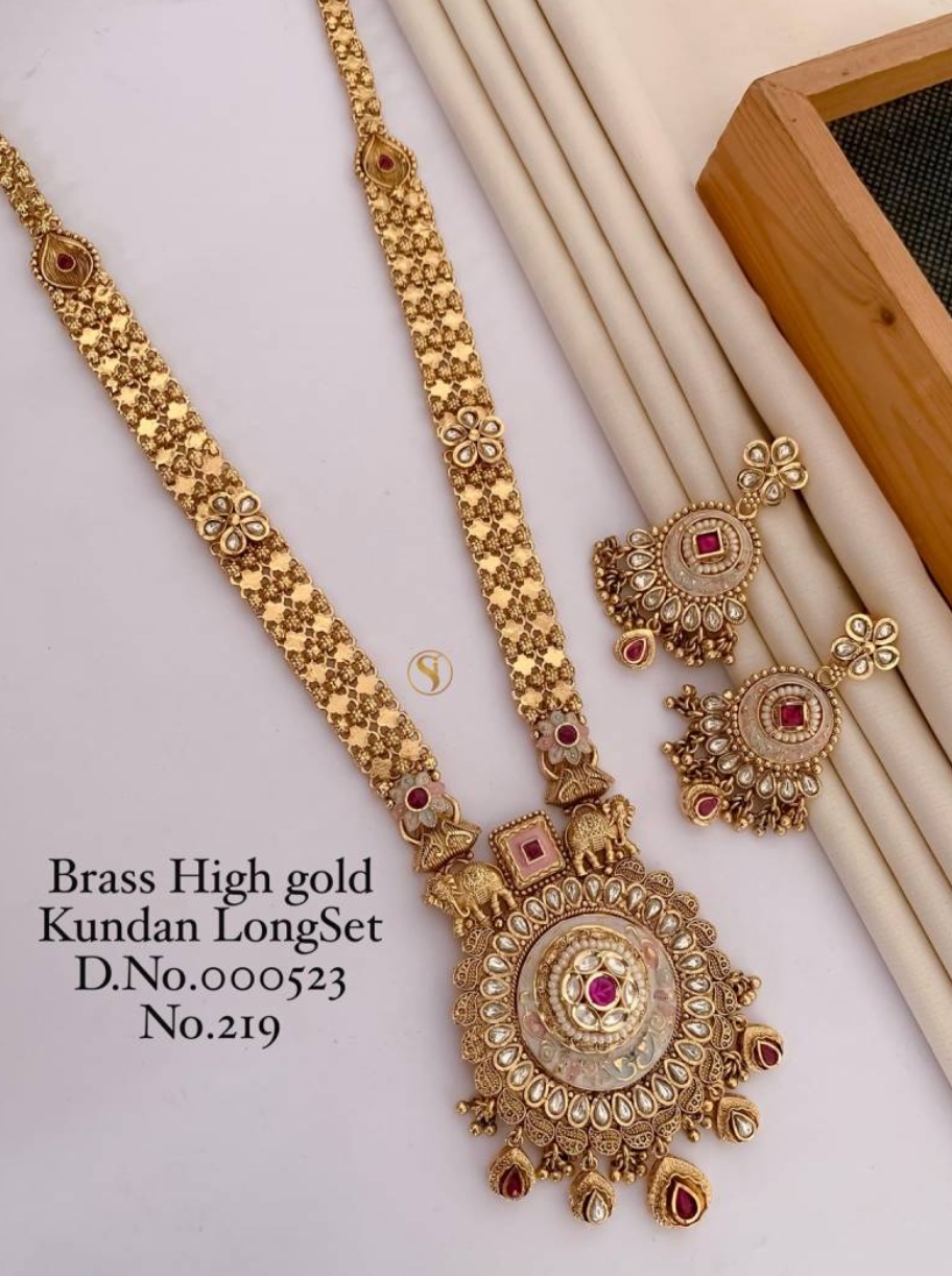 Brass High Gold Kundan Long Set 1