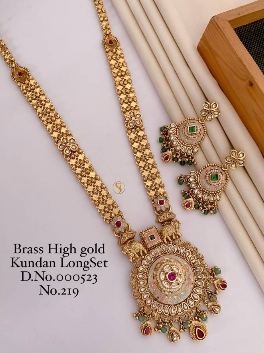 Brass High Gold Kundan Long Set 1