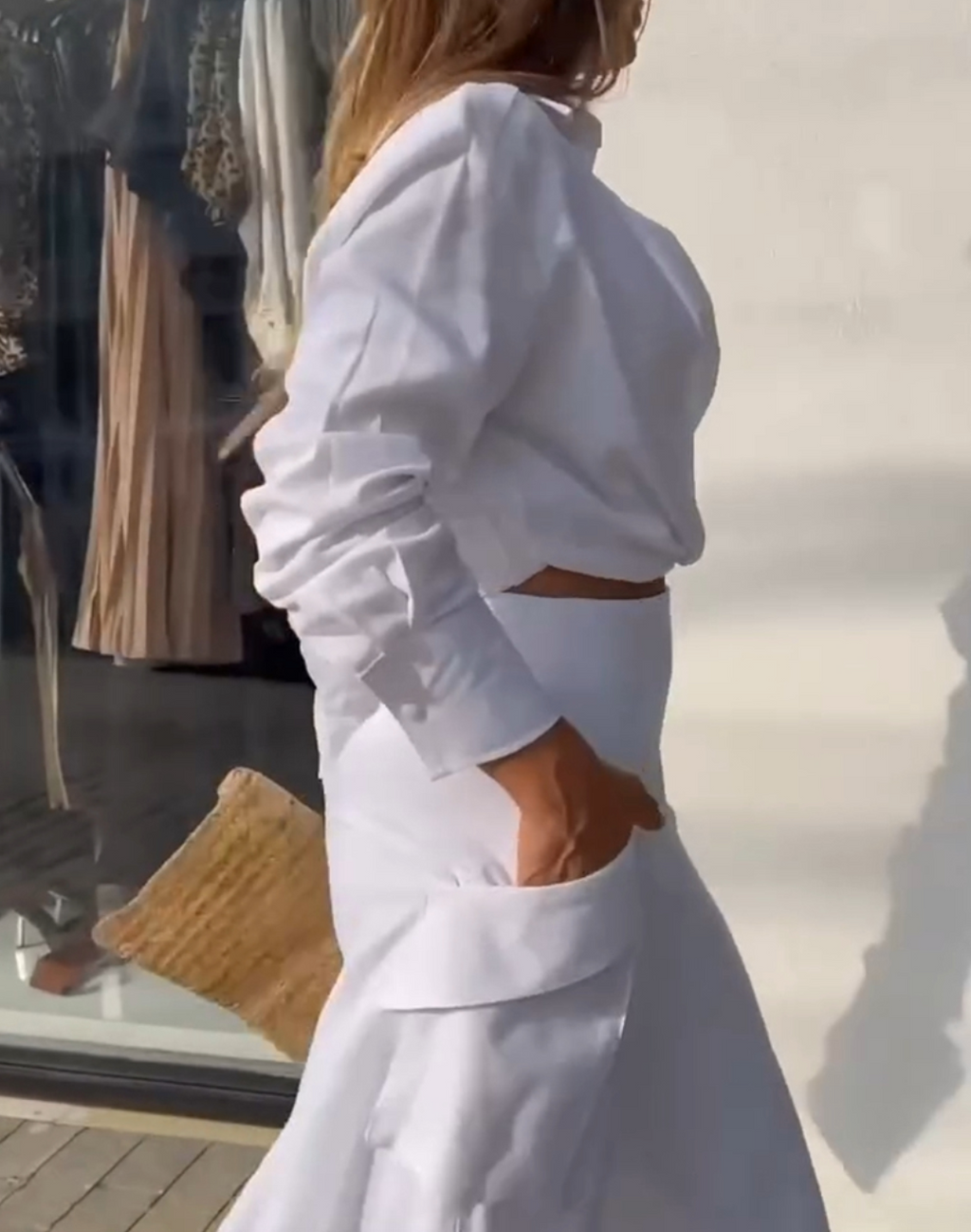 Ruched Long Sleeve Shirt & Wide Leg Asymmetrical Pants Set