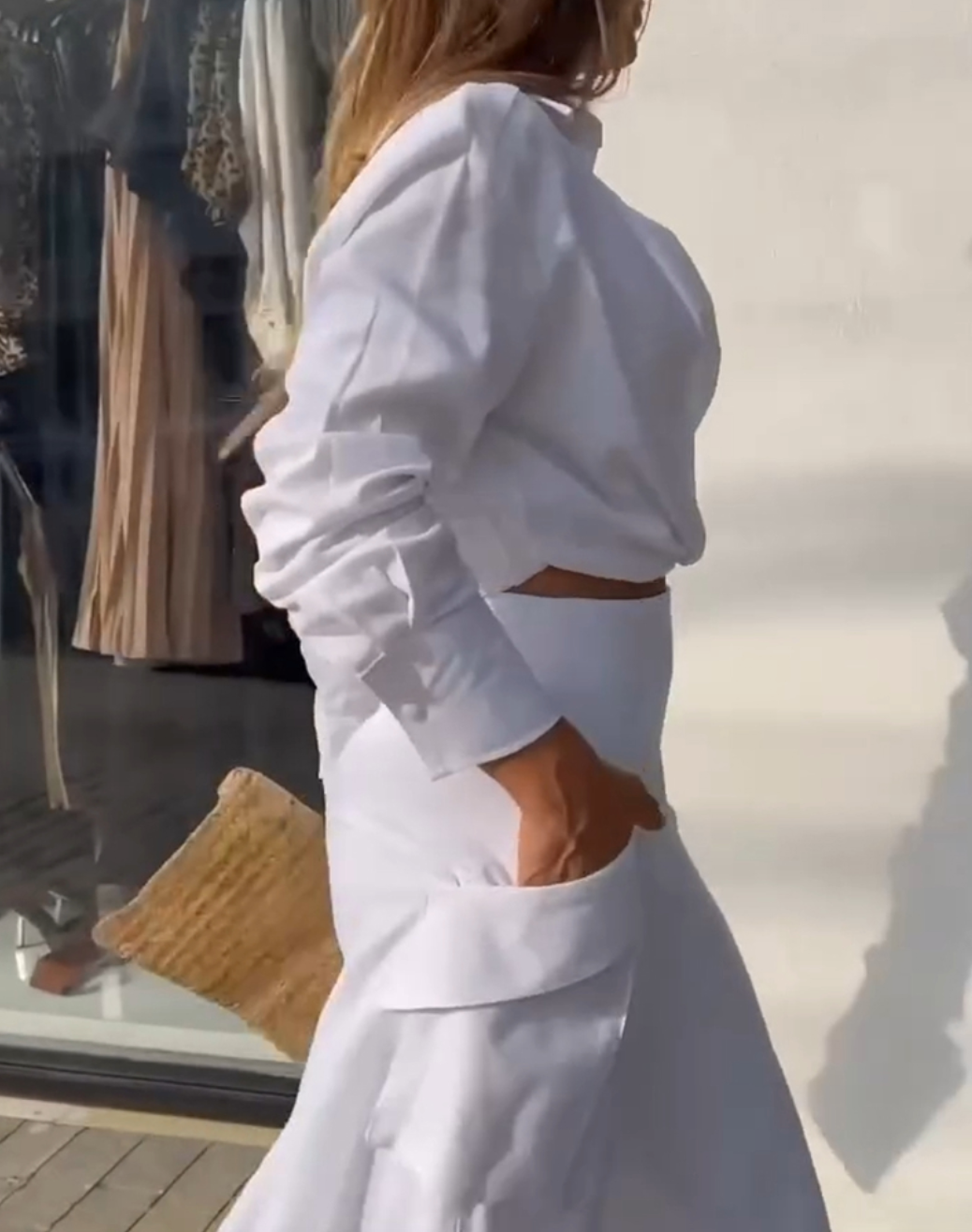 Ruched Long Sleeve Shirt & Wide Leg Asymmetrical Pants Set