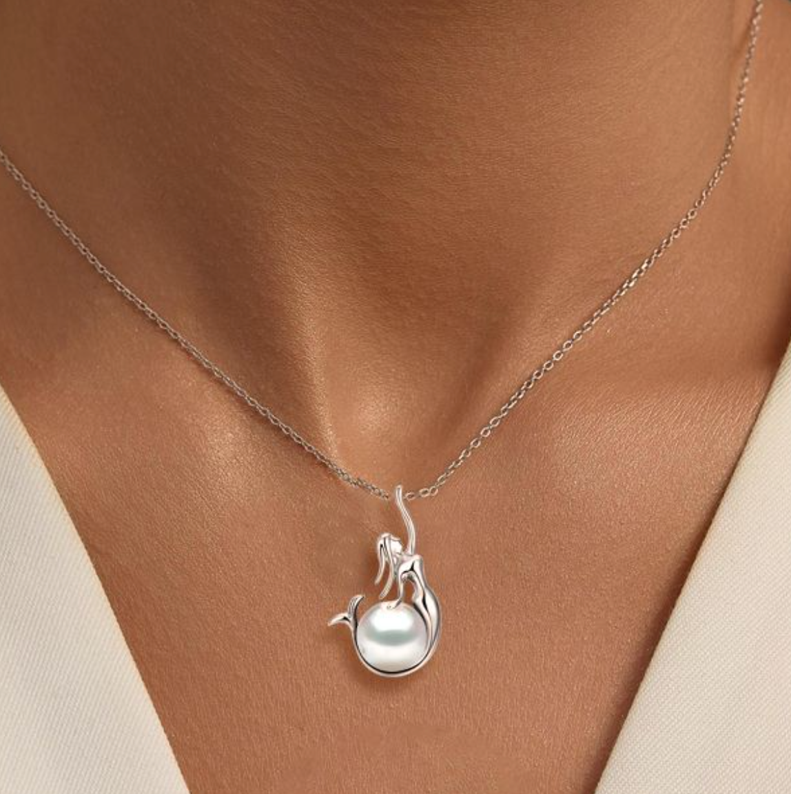 Italo Mermaid Pearl Pendant Necklace