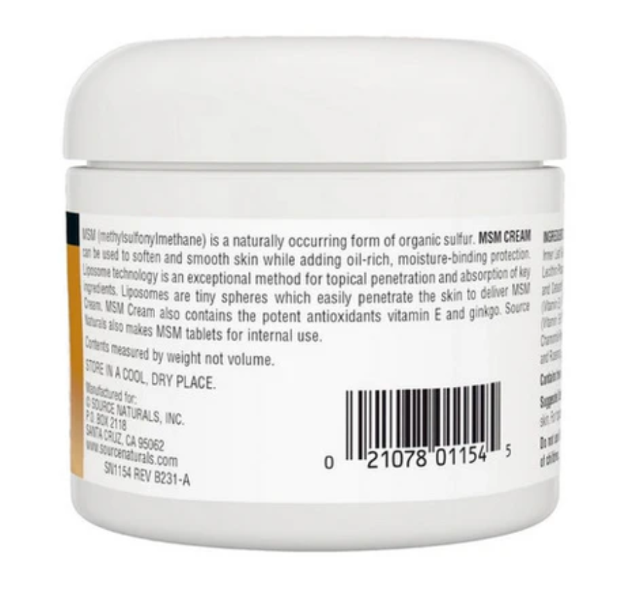Source Naturals, MSM Joint Response Cream, 4 Oz