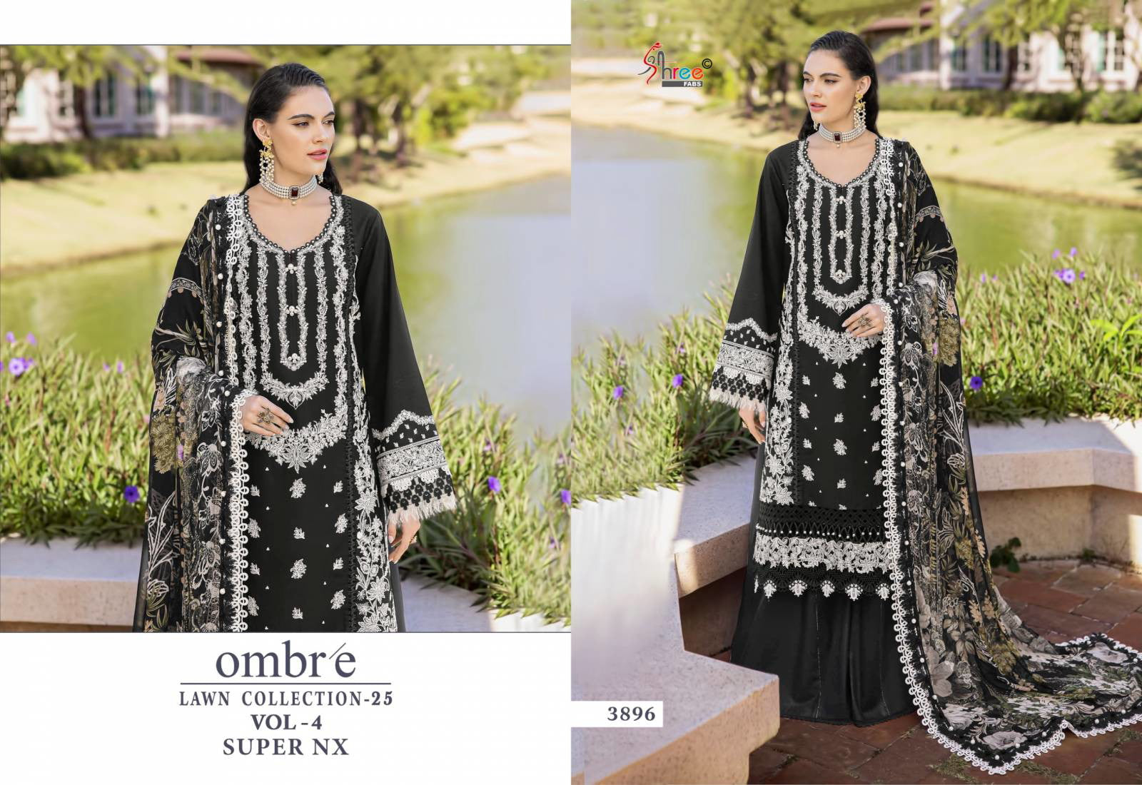 Shree Ombre Lawn Collection 25 Vol 4 Super Nx Pakistani style suit with Chiffon Dupatta