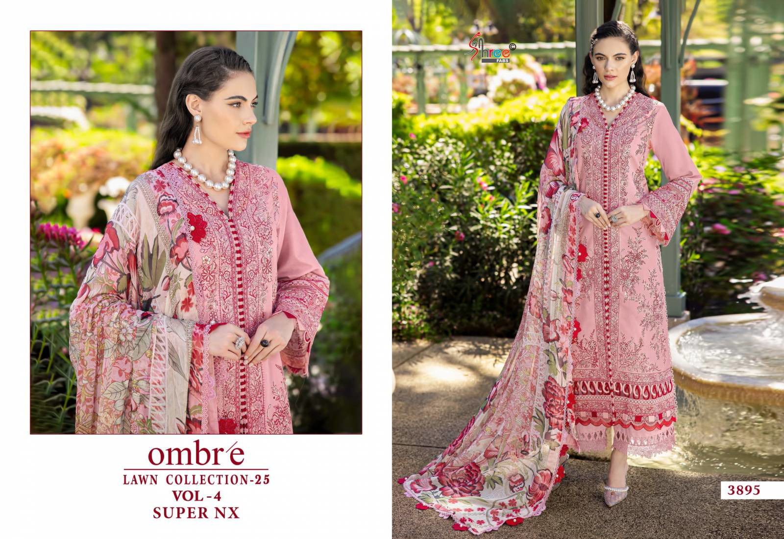 Shree Ombre Lawn Collection 25 Vol 4 Super Nx Pakistani style suit with Chiffon Dupatta