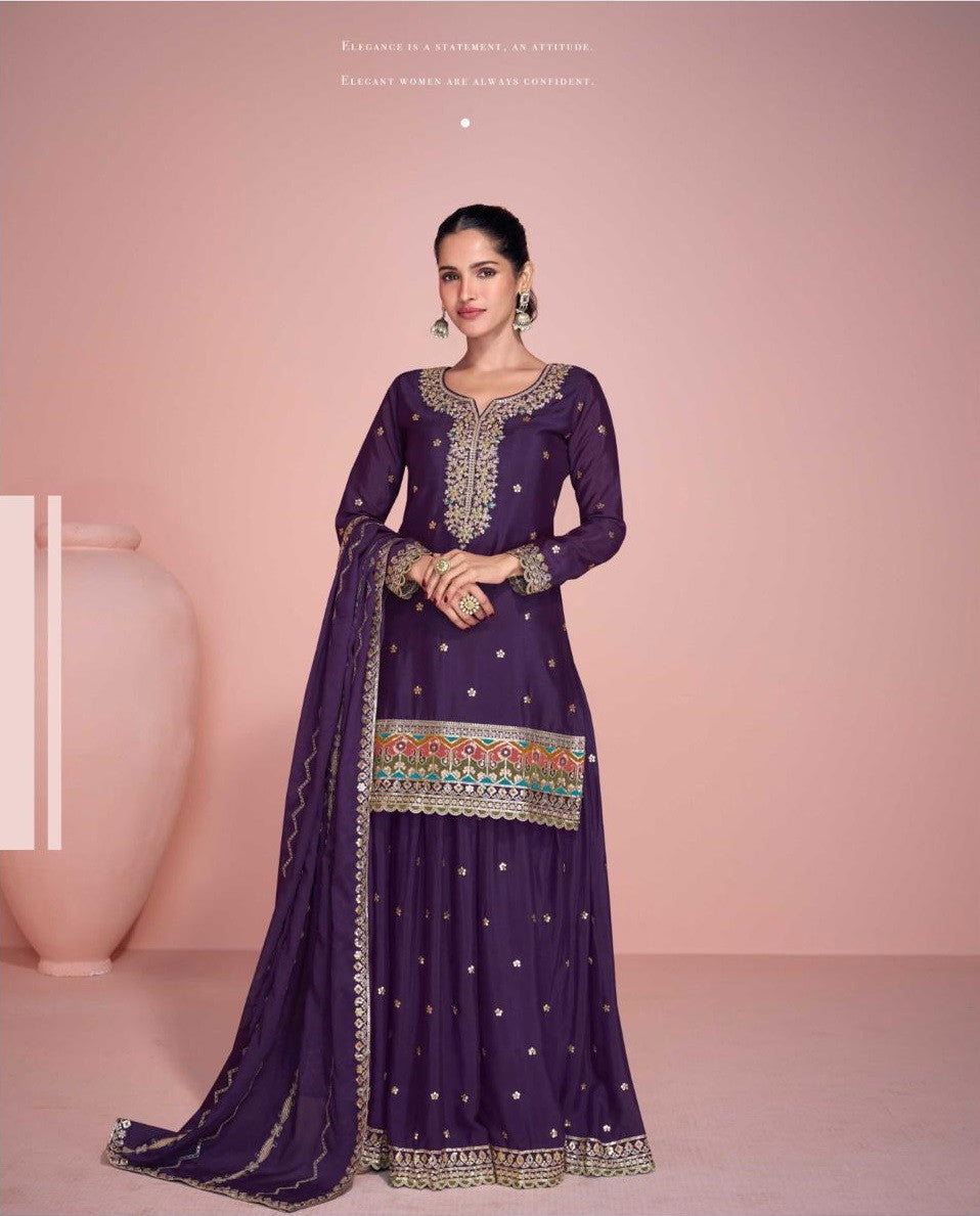 Sayuri Zoha Chinon Silk Embroidered Salwar Suits Collection