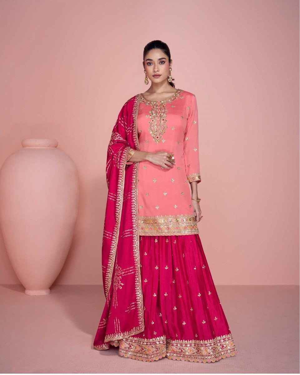 Sayuri Zoha Chinon Silk Embroidered Salwar Suits Collection