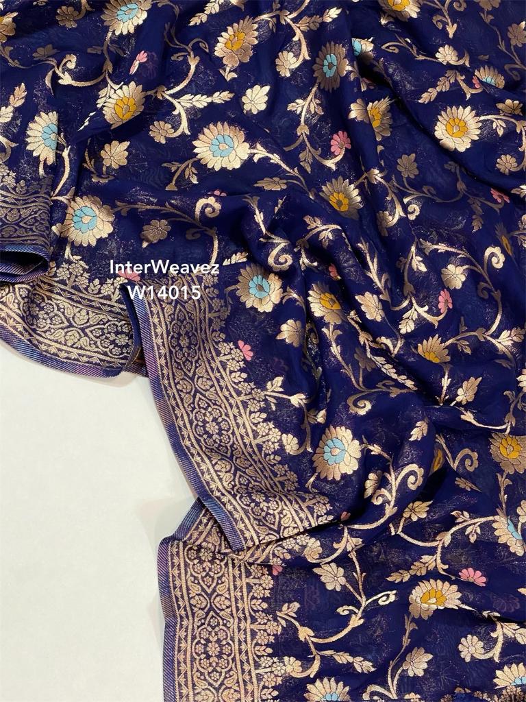 Banarasi Georgette Soft Silk Saree with floral design