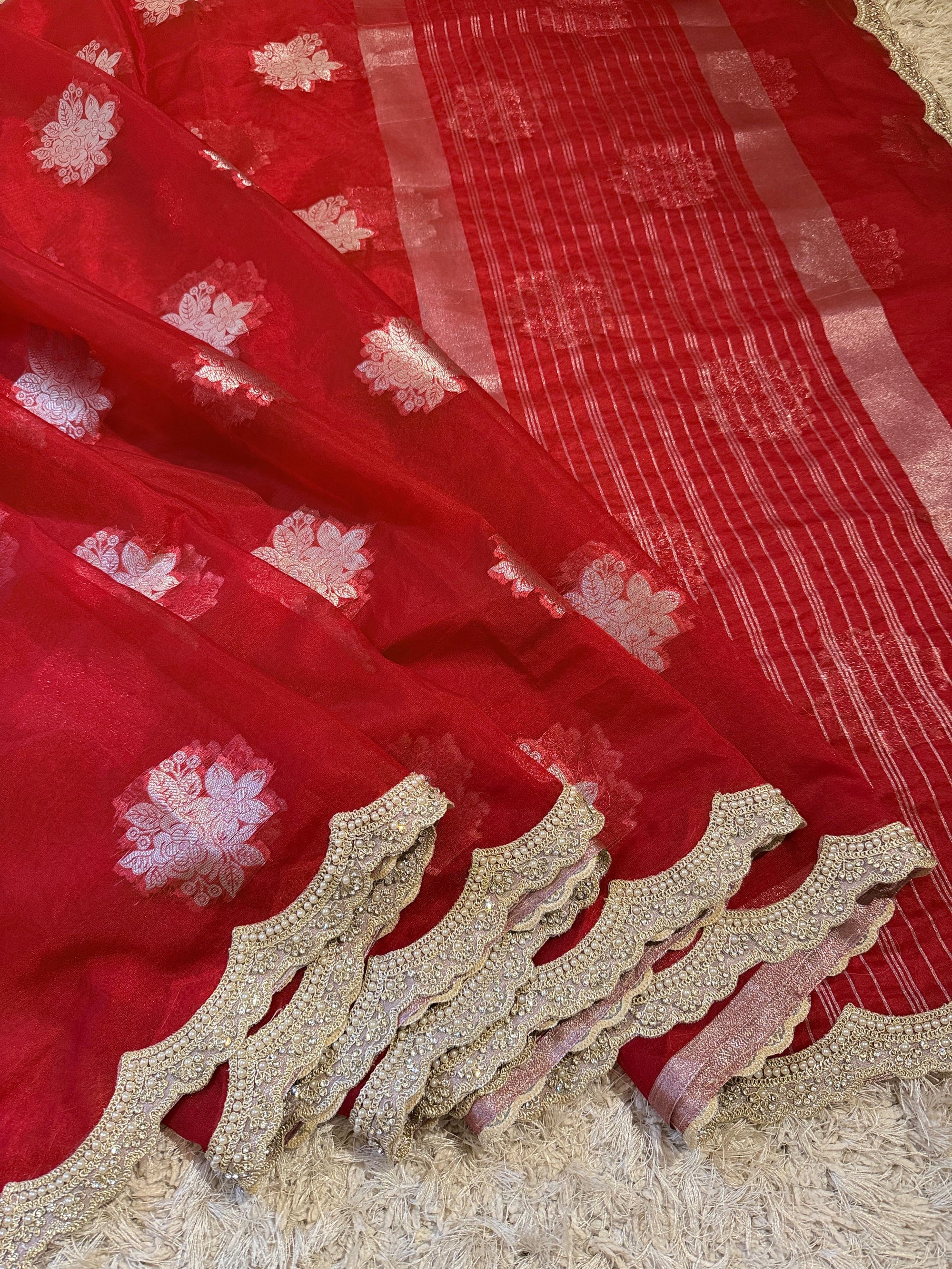 Banarasi Kora Organza Saree with Lace Border