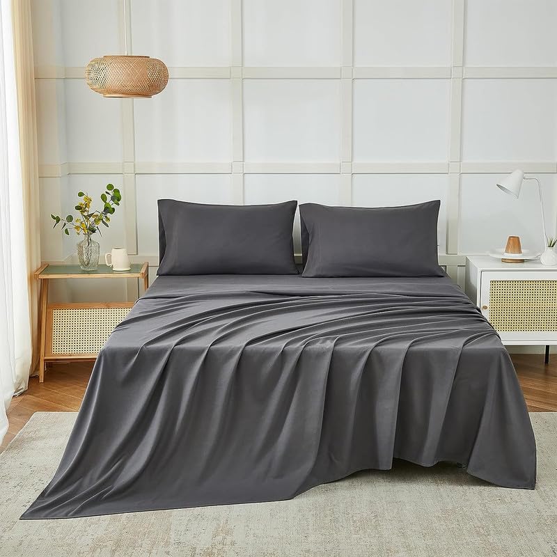 Seasons Bedsheet for Single Bed, (60x90 Inches, Dark Grey)
