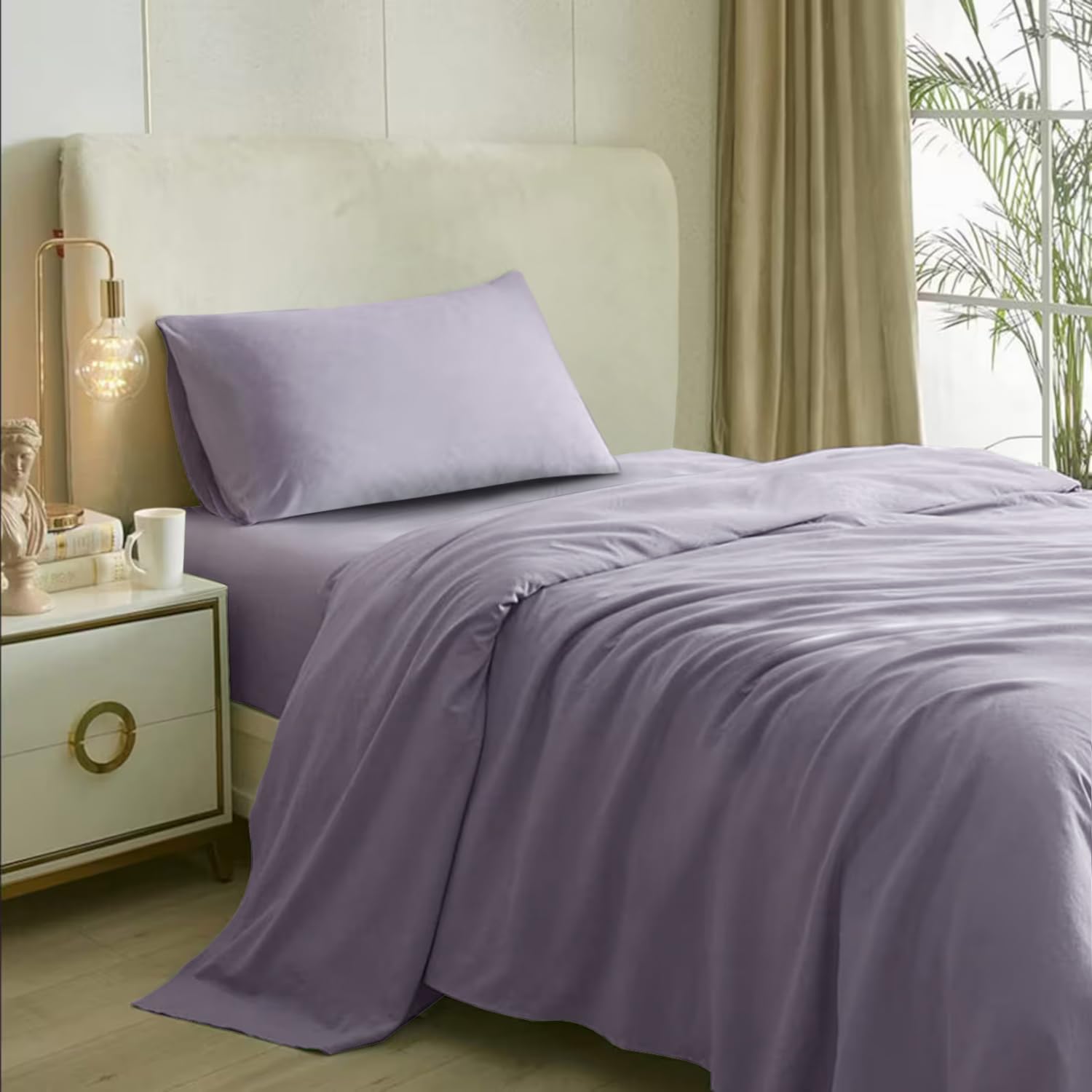 Seasons Mauve Bedsheets for Single Bed & 1 Pillow Covers