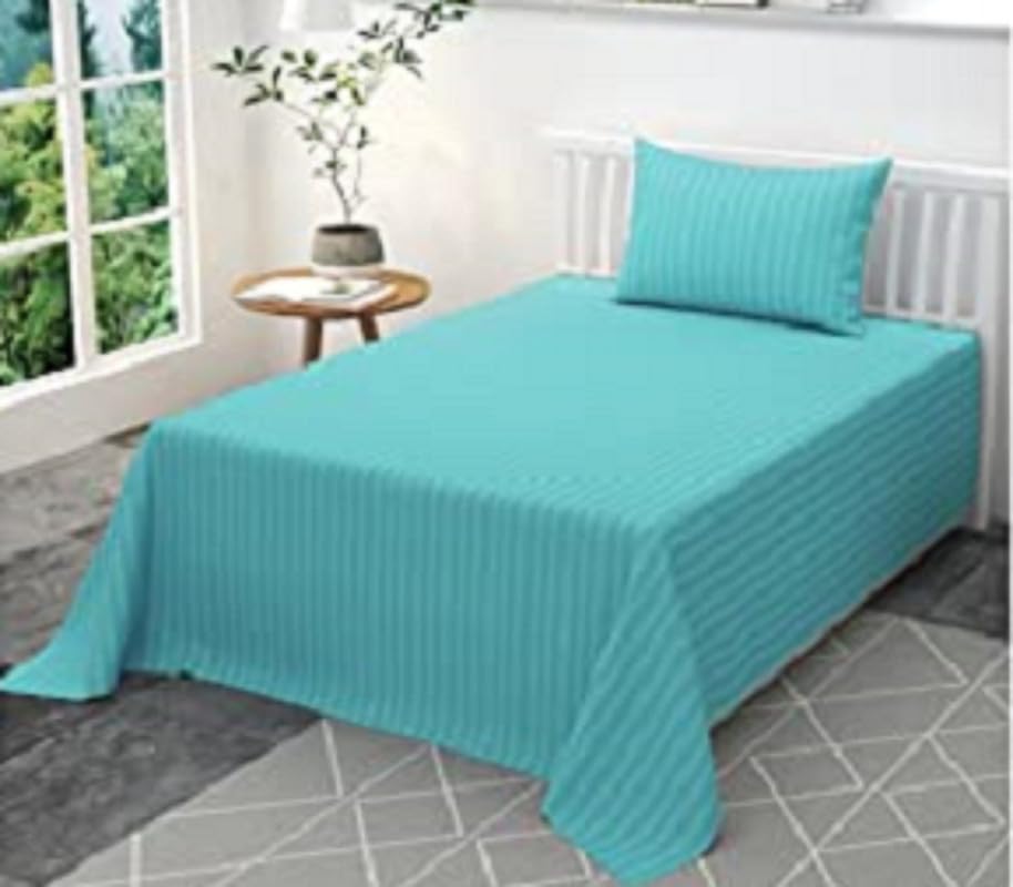 Seasons Single Aqua Green Colour Bedsheet with 1Pillow Cover