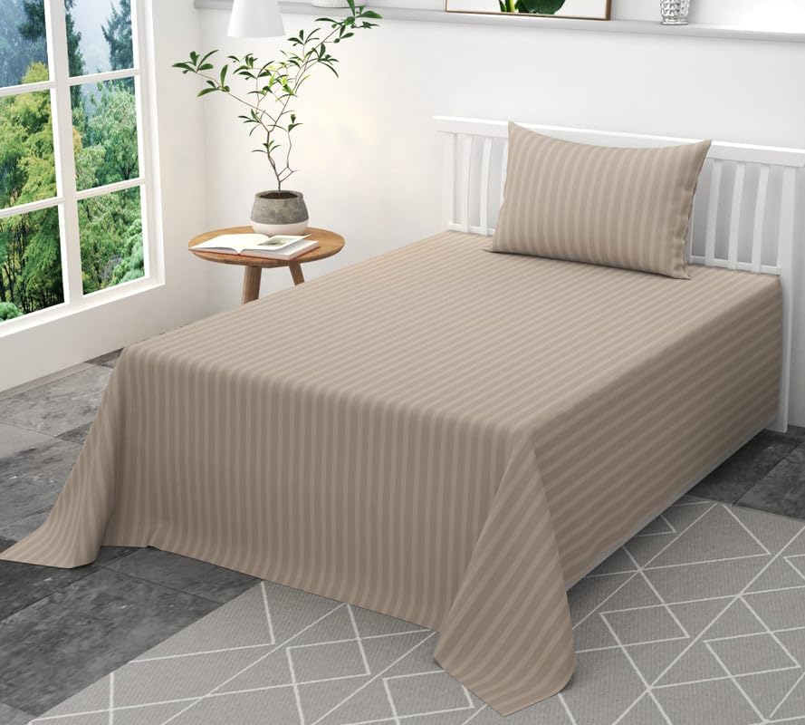 Seasons Single Beige Colour Bedsheet with 1 Pillow Cover