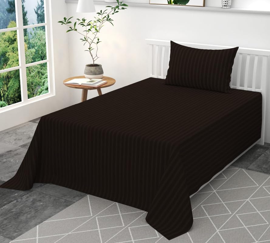 Seasons Single Brown Colour Bedsheet with 1 Pillow Cover