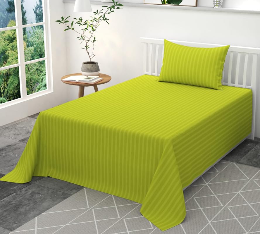 Seasons Single Green Colour Bedsheet with 1 Pillow Cover