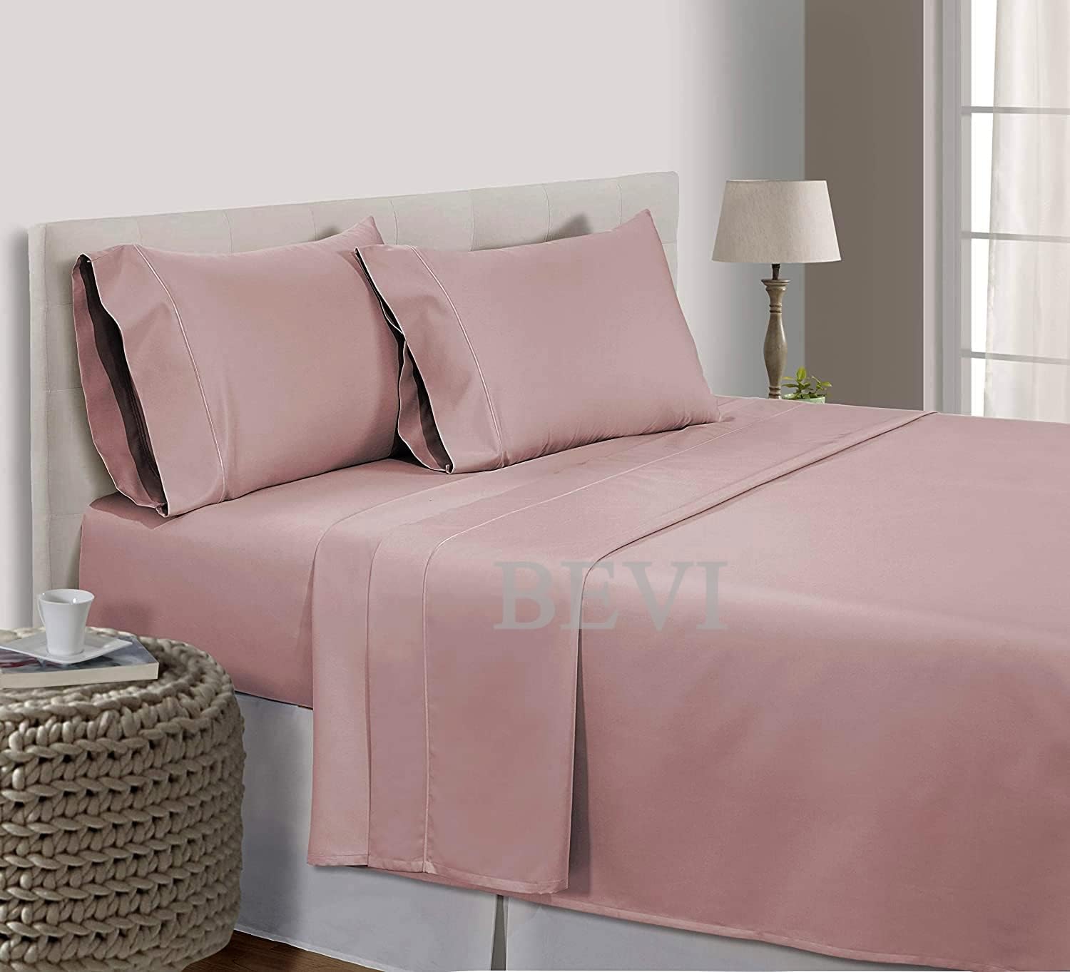 Seasons Double Bedsheet with 2 Pillow Cover,Onion Peach
