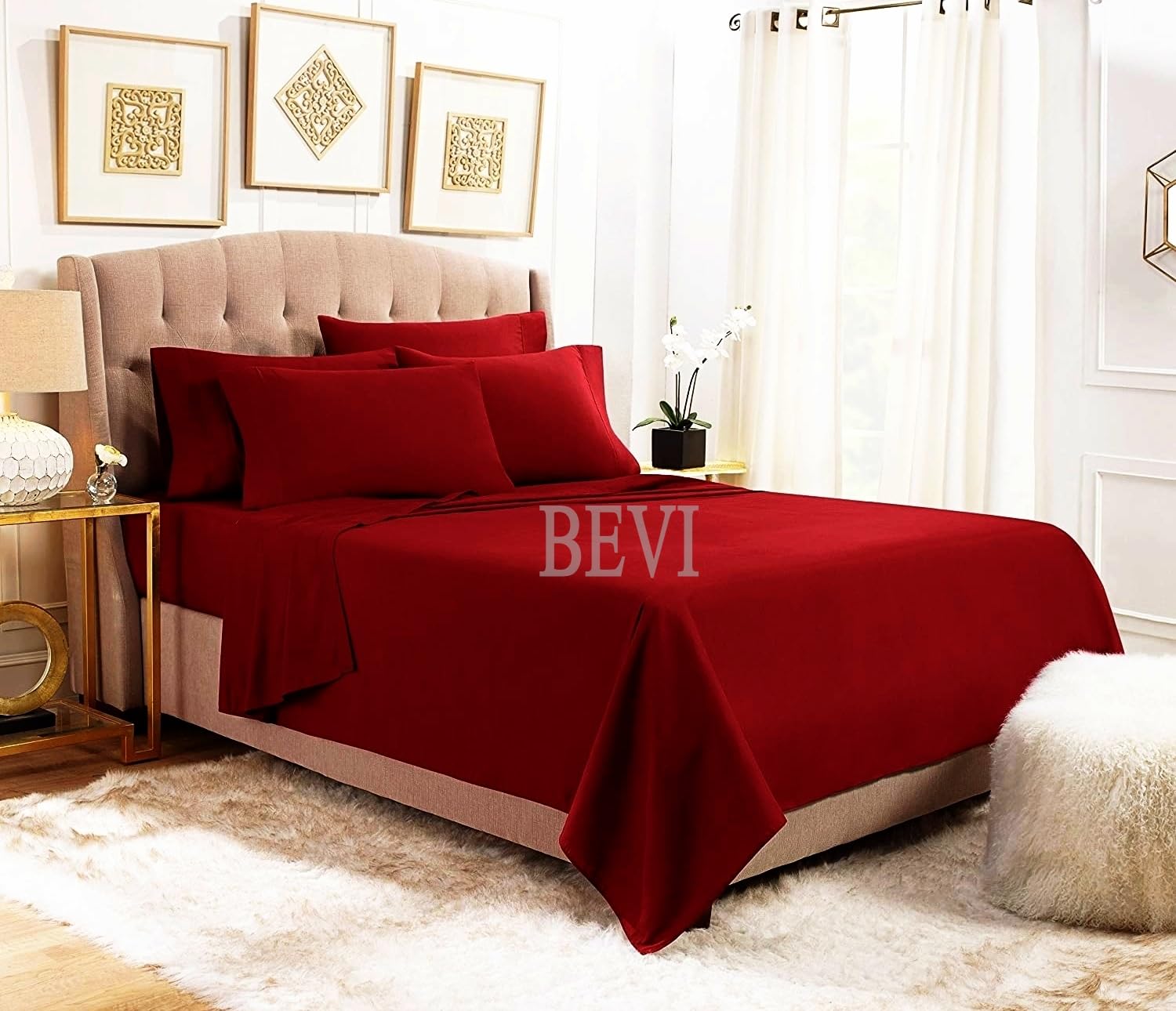 Seasons Double Bedsheet, 2 Pillow Cover, Maroon