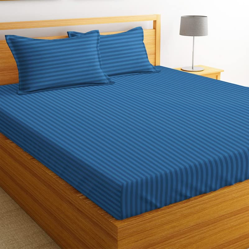 Seasons Double Bed Bedsheet, 2 Pillow Covers, Blue